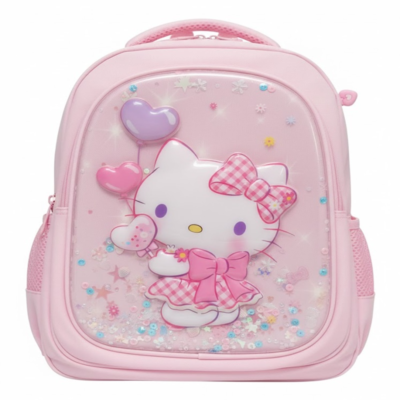 Hello Kitty "Sweet Heart" 3D Sequin Shimmer Kids School Backpack – Dreamy Pink Edition